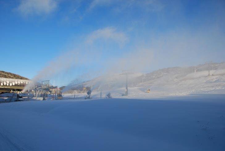 Perisher fired up the snowmakers over the weekend to make the most of the cold weather. Photo: Supplied