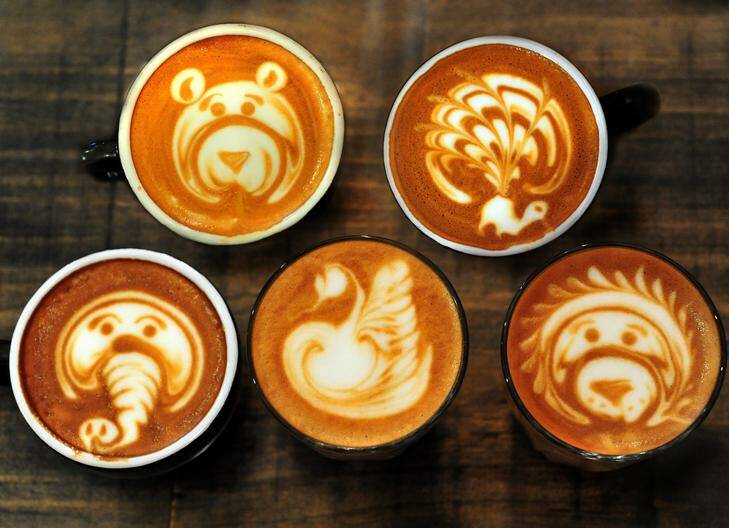 Latte Art by Ona Coffee Manuka  barista Caleb Evans. Photo: Karleen Minney