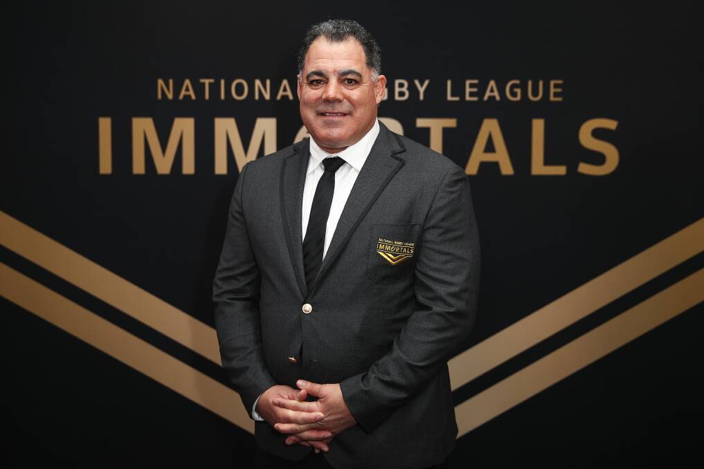 Mal Meninga after being inducted as the 13th Immortal during the 2018 NRL Hall of Fame at the SCG in Sydney on Wednesday. Photo: AAP