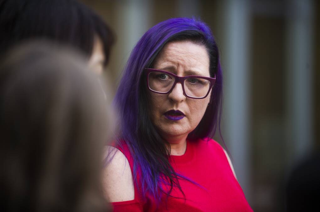 Lexxie Jury talks about improvements to human rights, work health and safety of sex workers in the ACT at the Assembly on Thursday.  Photo: Dion Georgopoulos