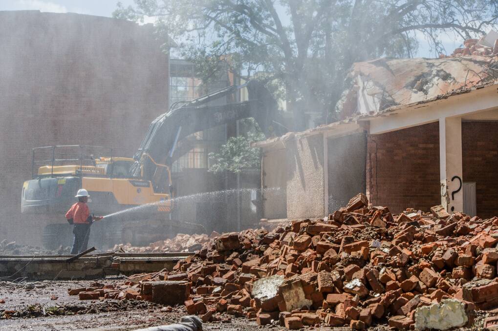 Demolition works have begun on the Northbourne flats.  Photo: Karleen Minney