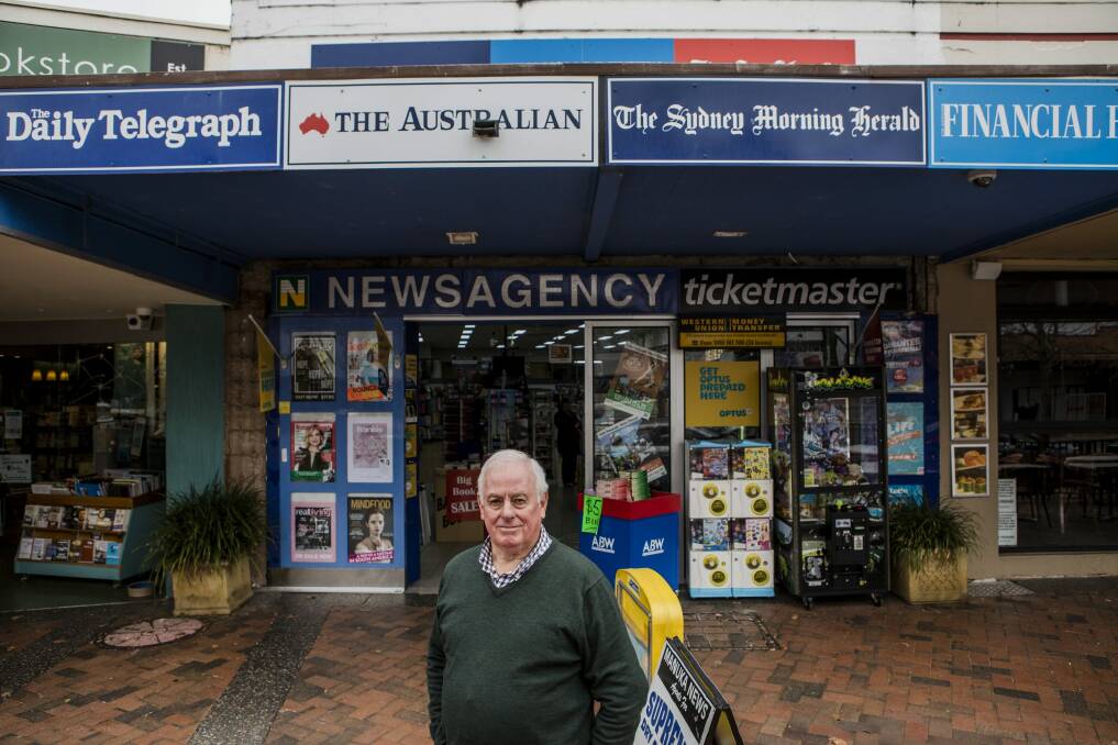 "We'll just have to pull our belts in." Manuka Newsagency owner John Nobbs fears climbing rates for commercial property owners could see more businesses close as consumers flock to hotspots like Kingston Foreshore and Braddon. Photo: Jamila Toderas