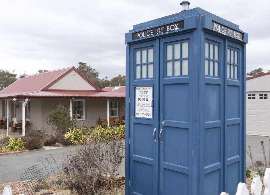 This TARDIS sits in a front yard in the village of Hall. Photo: Elliot Ceramidas