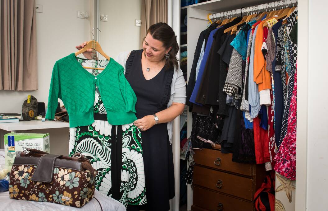 Serina Bird gets most of her clothes from op shops. One of her best buys was an $8 ball gown. Photo: Elesa Kurtz