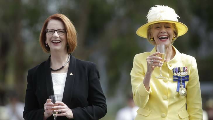 Prime Minister Julia Gillard and Governor General Quentin Bryce toast the Centenary of Canberra. Photo: Andrew Meares