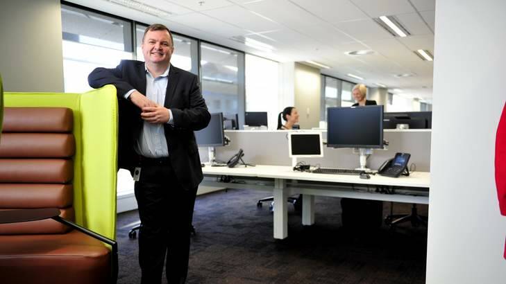 PricewaterhouseCoopers Canberra managing Partner Jeremey Thorpe with the new agility-based (shared-desk) workspace. Photo: Jay Cronan