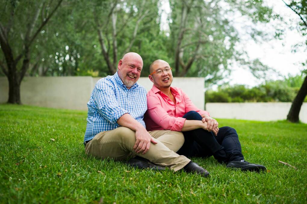 Greg Ralph and Jo Chua will be one of the first same-sex couples to get married in Canberra. Photo: Dion Georgopoulos