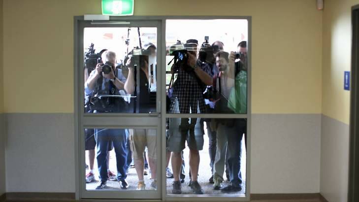Media outside a GP superclinic in Darwin. Prime Minister Kevin Rudd criticised the NT government for refusing permission for the media to enter the clinic during his visit. Photo: Andrew Meares