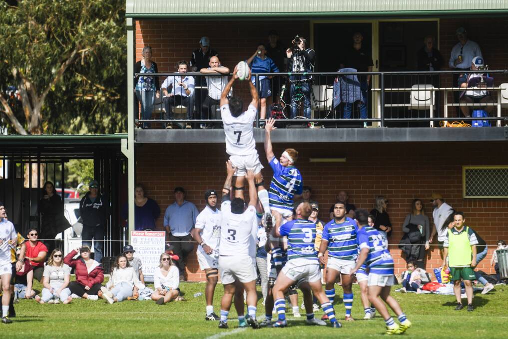 Ryan Jones catches the line out for Queanbeyan. Photo: Dion Georgopoulos