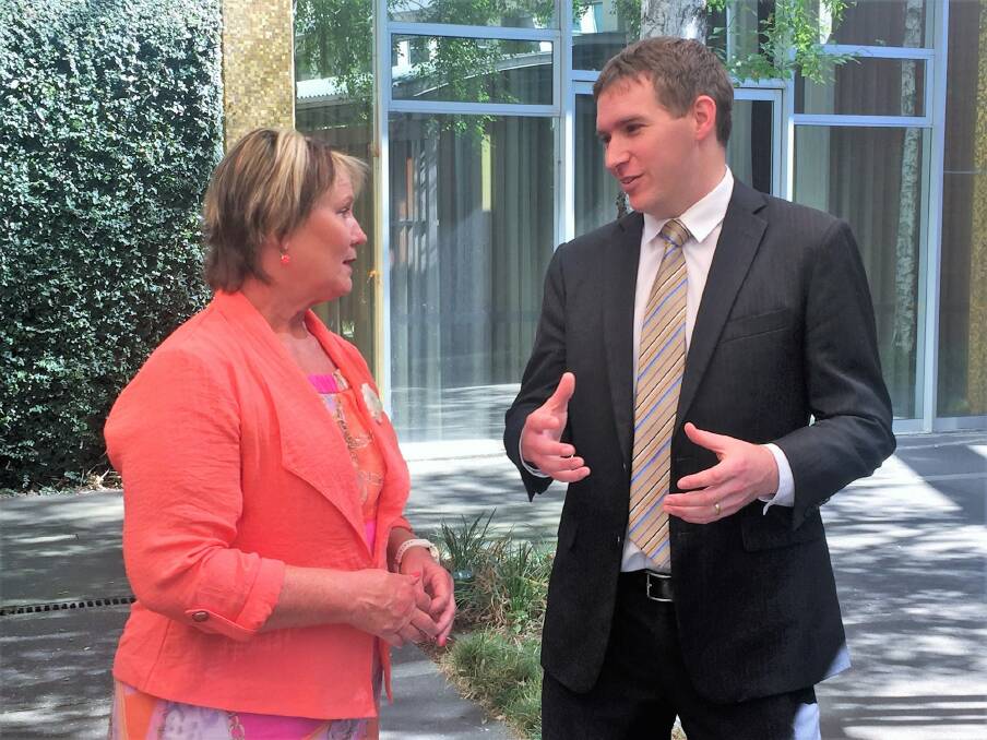Deputy Canberra Liberals leader Nicole Lawder with leader Alistair Coe, after a reshuffle. Photo: Katie Burgess