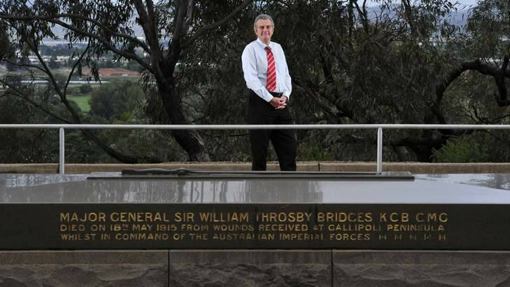 History and Heritage Advisor for Canberra Centenary David Headon at the Grave of Major General Sir William Throsby Bridges. Photo: Jay Cronan