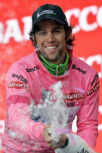 Michael Matthews celebrates on the podium after winning the sixth stage of the Giro d'Italia. Photo: AP