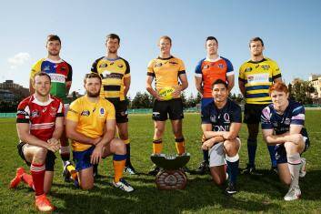 Representatives of the nine NRC teams, including Canberra Vikings fullback Jesse Mogg (front left) Photo: Getty Images