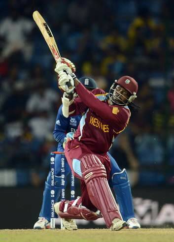 West Indies' Chris Gayle hitting out. Photo: Reuters