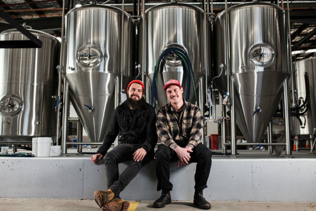 Dan Skeehan and Wade Hurley in the Capital Brewing Co brewery. Photo: Jamila Toderas