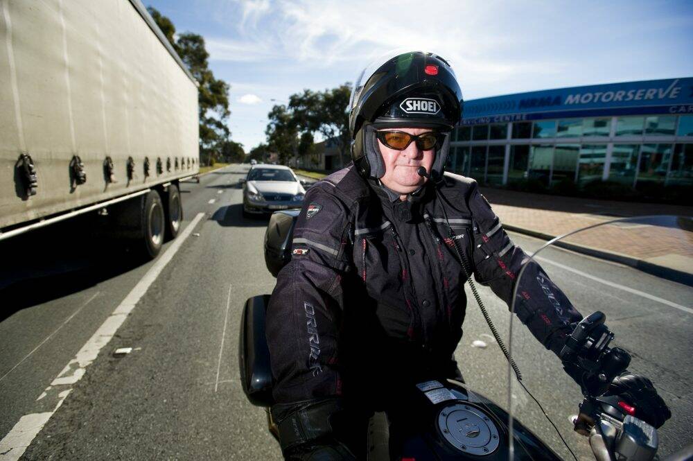 Motorcycle Riders Association of the ACT president Steve Robson wants lane filtering legalised in Canberra.  Photo: Jay Cronan