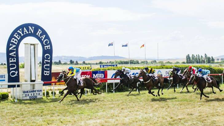 Gregory's Fortress, ridden by Taylor Lovelock-Wiggins, wins the Tony Campbell Memorial race at Queanbeyan on Sunday. Photo: Rohan Thomson