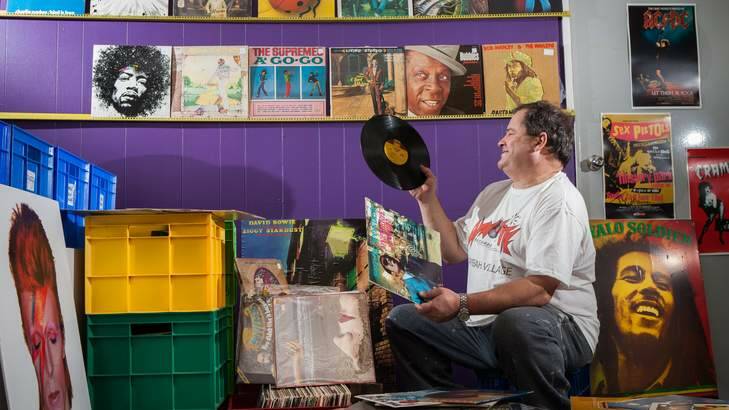 Phil Place is setting up an old-style vinyl record store to capture the nostalgia market in Canberra. Photo: Katherine Griffiths