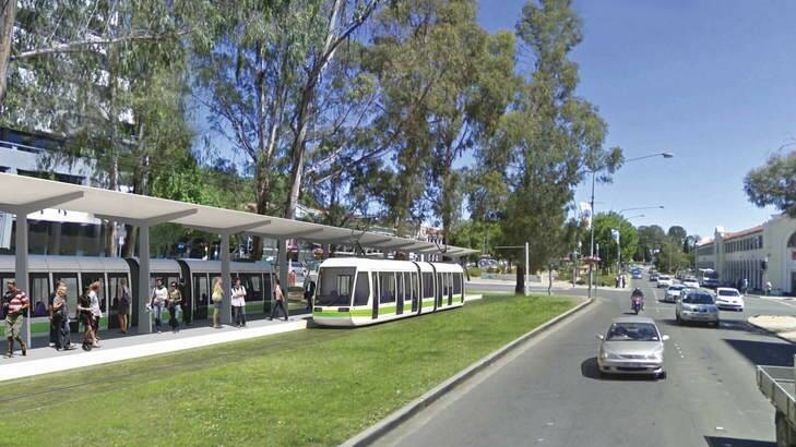 Artist's impression of the City interchange for the proposed Canberra light rail.