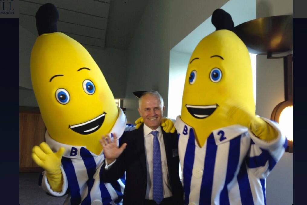 Even the PM loves B1 and B2. Come meet the Bananas in Pyjamas at the Mint on Sunday for the release of a Bananas in Pyjamas coin. Photo: Andrew Meares