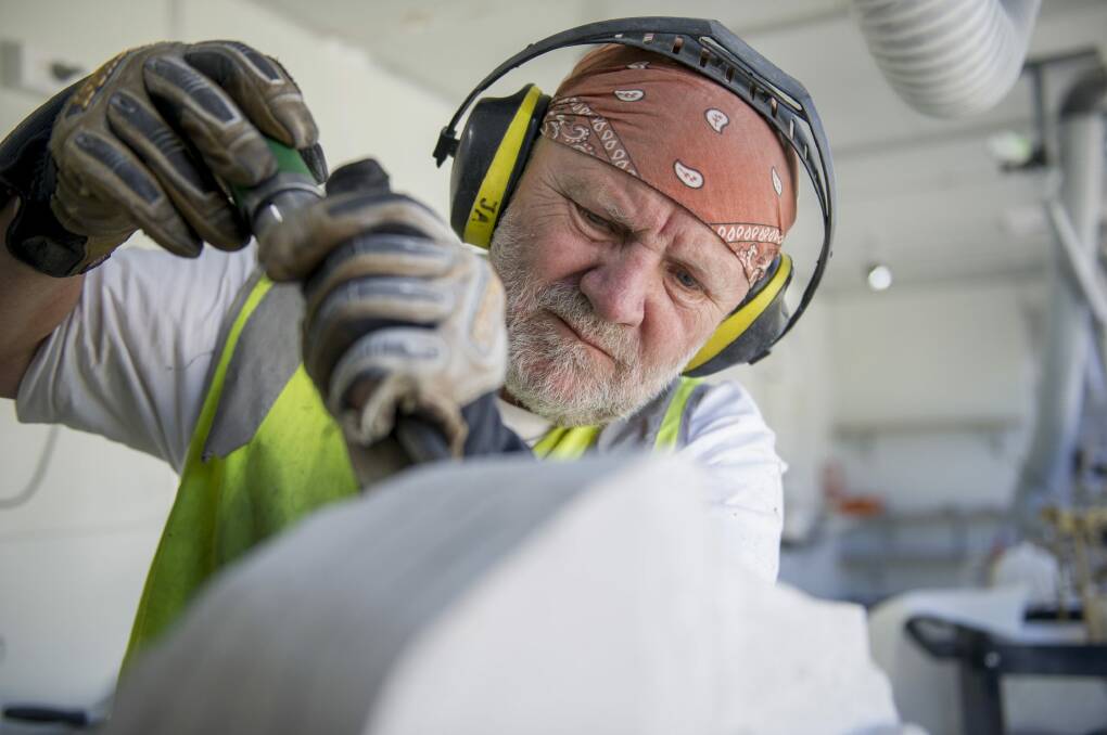 Jacel Luszczyk is a specialist craftsman working as part of a major heritage reconstruction project at the Australian War Memorial. Photo: Jay Cronan