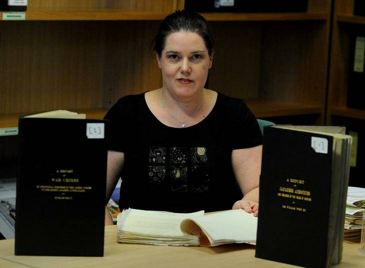 Melbourne Law School  research fellow Dr Narrelle  Morris researches trials of the Japanese war at the National Archives. Photo: Richard Briggs