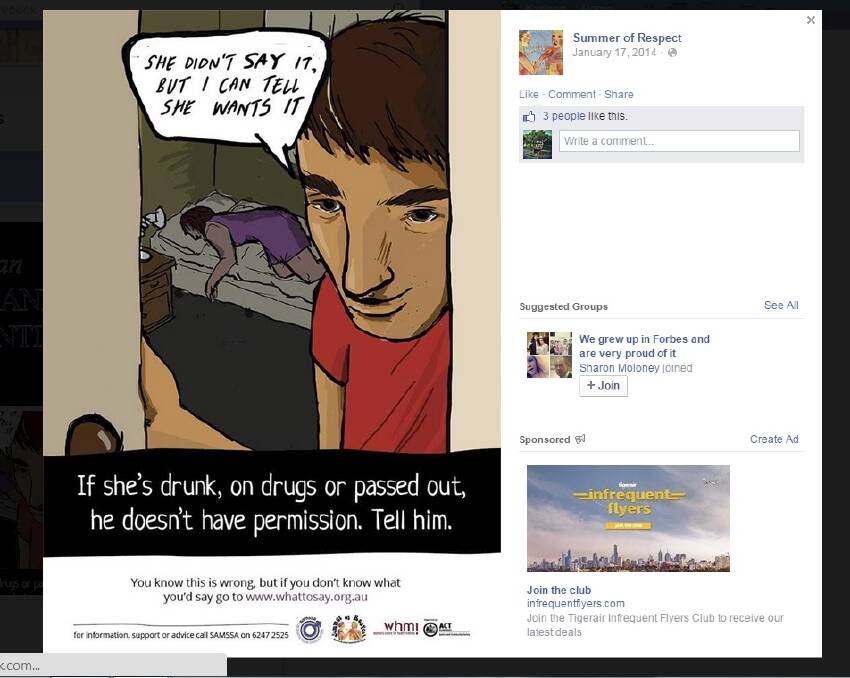One of the controversial Summer of Respect posters targeting men aged 18-35.