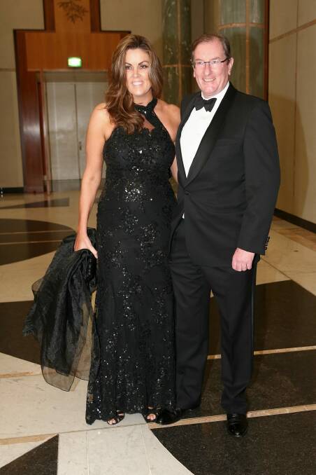 Peta Credlin and Brian Loughnane arrive for the Midwinter Ball at Parliament House in June. Photo: Alex Ellinghausen