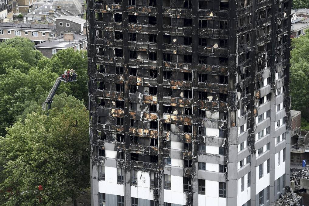 The blackened exterior of Grenfell Tower, London. Photo: Getty Images