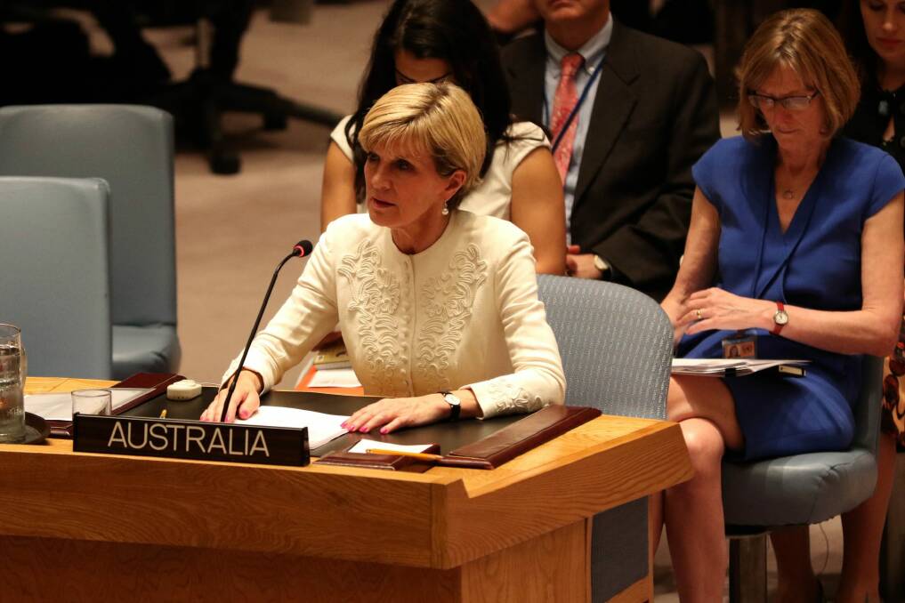 Foreign Minister Julie Bishop at the UN Security Council. Photo: Trevor Collens/DFAT
