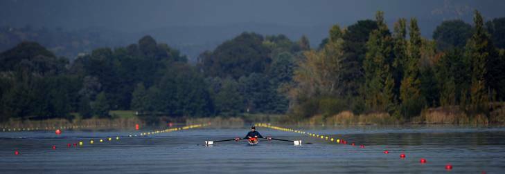 A rower on Lake Burley Griffin this year. Photo: Stuart Walmsley