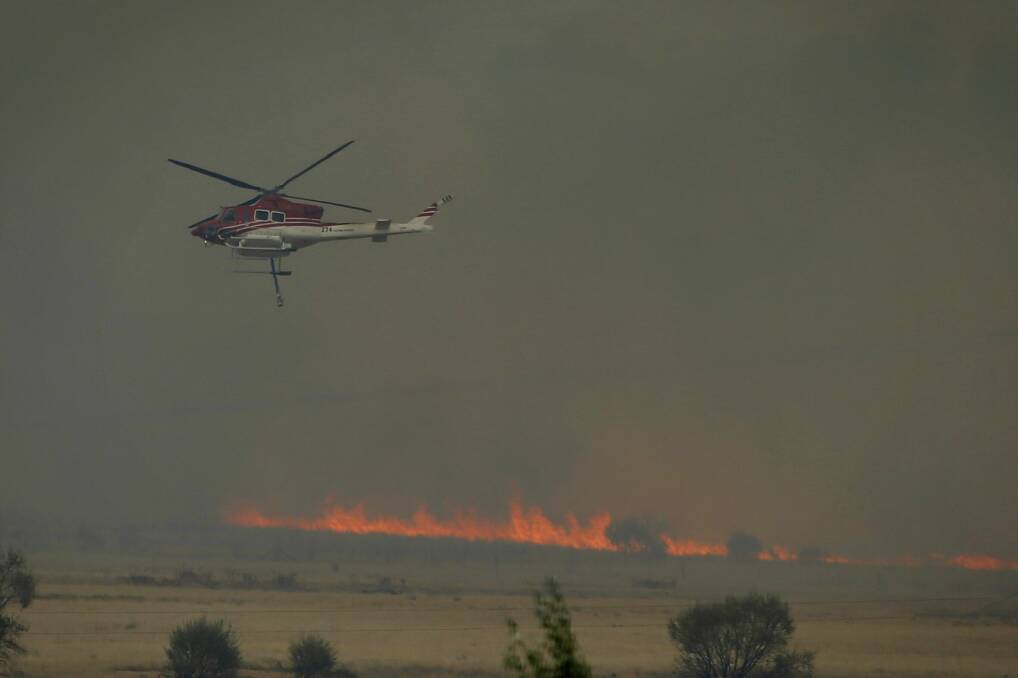 At least 10 aircraft helped to battle the blaze. Photo: Alex Ellinghausen