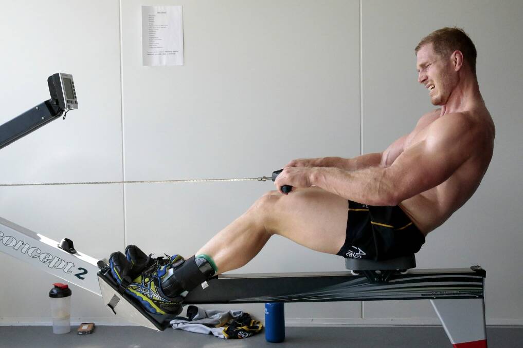 David Pocock works out in a state of the art altitude room in Canberra. Photo: Jeffrey Chan/Canberra Times