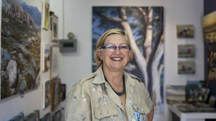Local Canberra artist Margaret Hadfield organises a fundraiser and invites artists to donate their art works to help fire victims. Photo: Katherine Griffiths