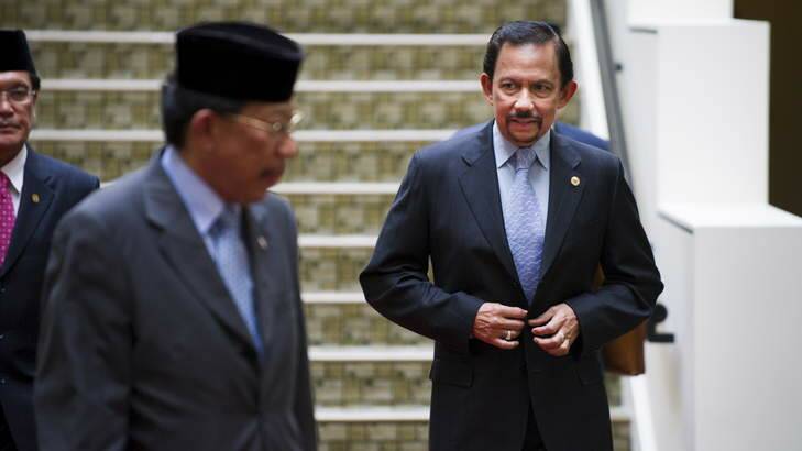 Th Sultan of Brunei, Hassanal Bolkiah, arrives to lunch at the Hyatt. Photo: Rohan Thomson