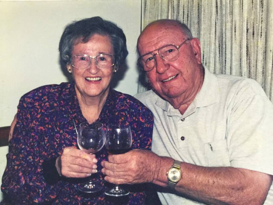 Former owner of The Queanbeyan Age, Jim Woods, with his wife Rene on their 60th wedding anniversary in 1998. Photo: supplied