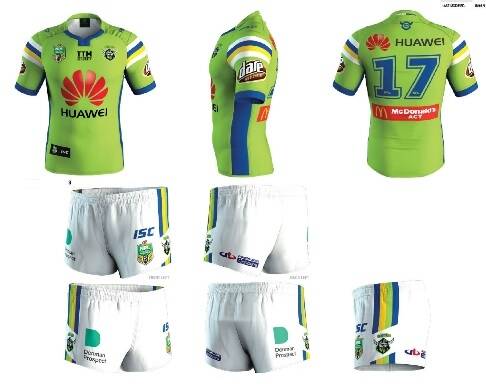The Canberra Raiders sponsors on jersey and shorts Photo: Supplied