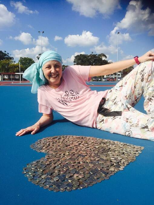 Connie Johnson asked Canberrans to bring their five cent coins to the Lyneham netball courts on Wednesday. Photo: Love Your Sister