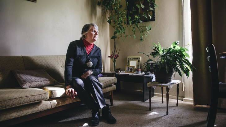 Alison Creet, 64, inside her public housing apartment at the Northbourne Flats where she has lived for more than 30 years. Photo: Rohan Thomson