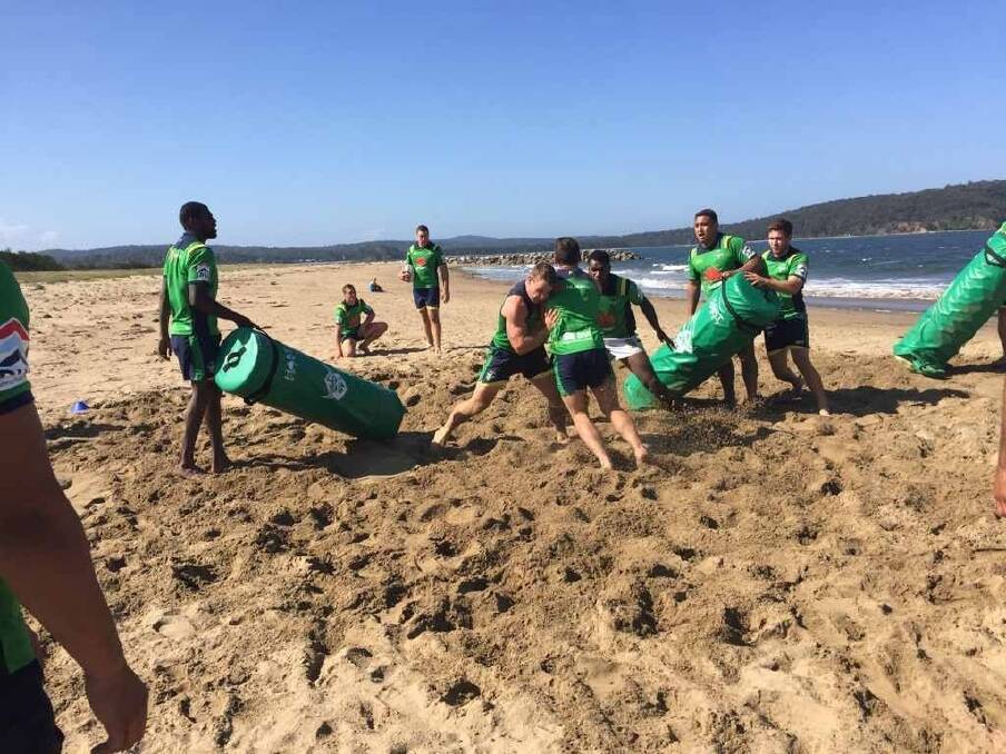 The Canberra Raiders went on a pre-season camp trip to Bateman's Bay Photo: Supplied