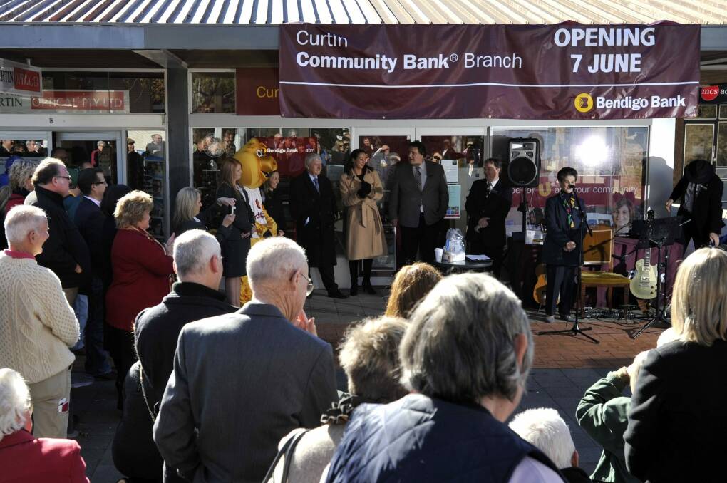 The opening of the Bendigo Bank branch in Curtin in 2012. Photo: Jay Cronan