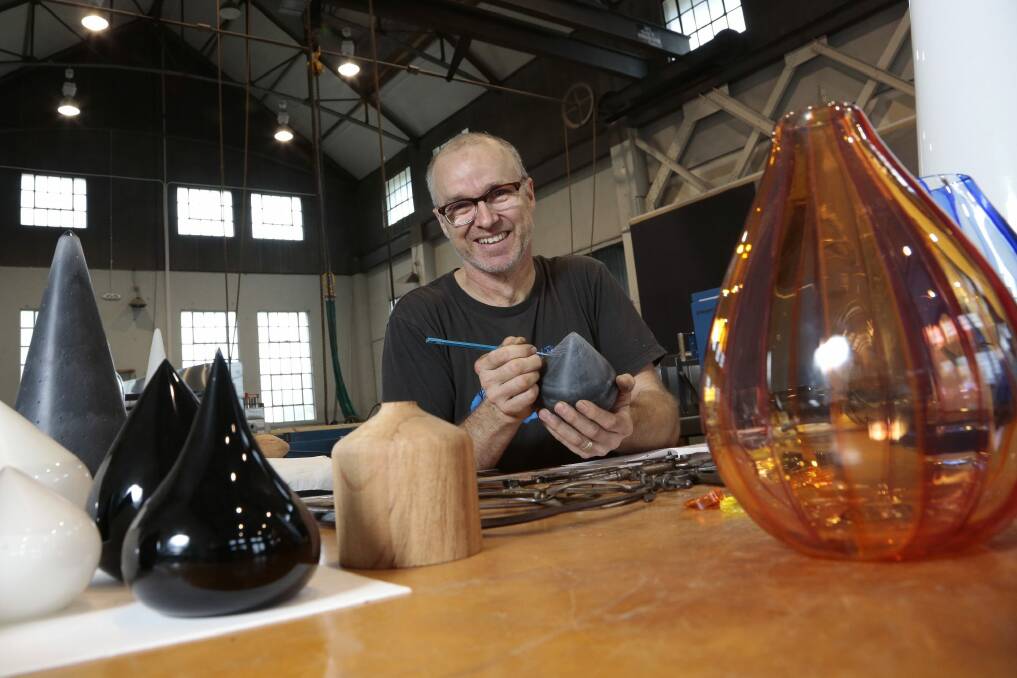 John White works at the Canberra Glassworks in Kingston.  Photo: Jeffrey Chan