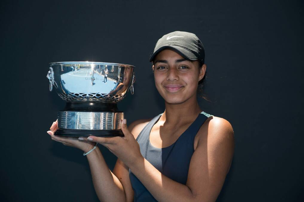Canberra tennis player Annerly Poulos earned a wildcard for the main draw of the Australian Open juniors. Photo: Elizabeth Xue Bai