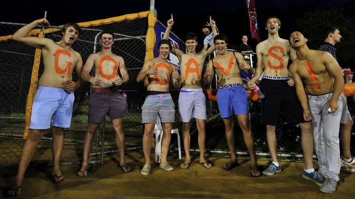 Dedicated Canberra Cavalry supporters on Saturday night. Photo: Jay Cronan