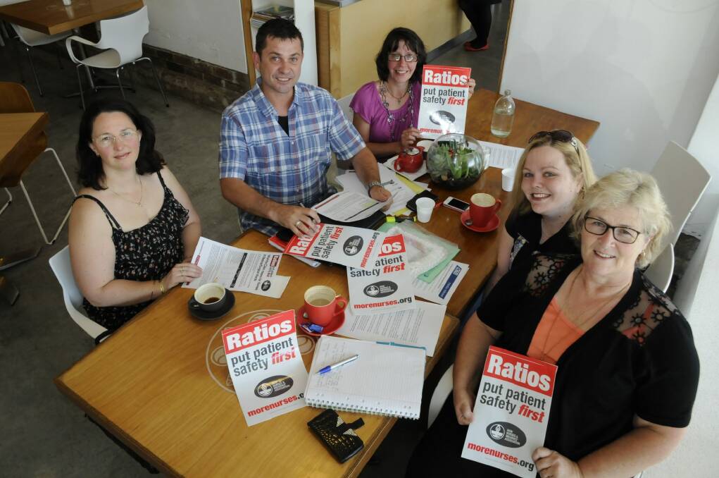Queanbeyan NSW Nurse and Midwives' Association members in campaigning mode. Photo: Georgina Connery