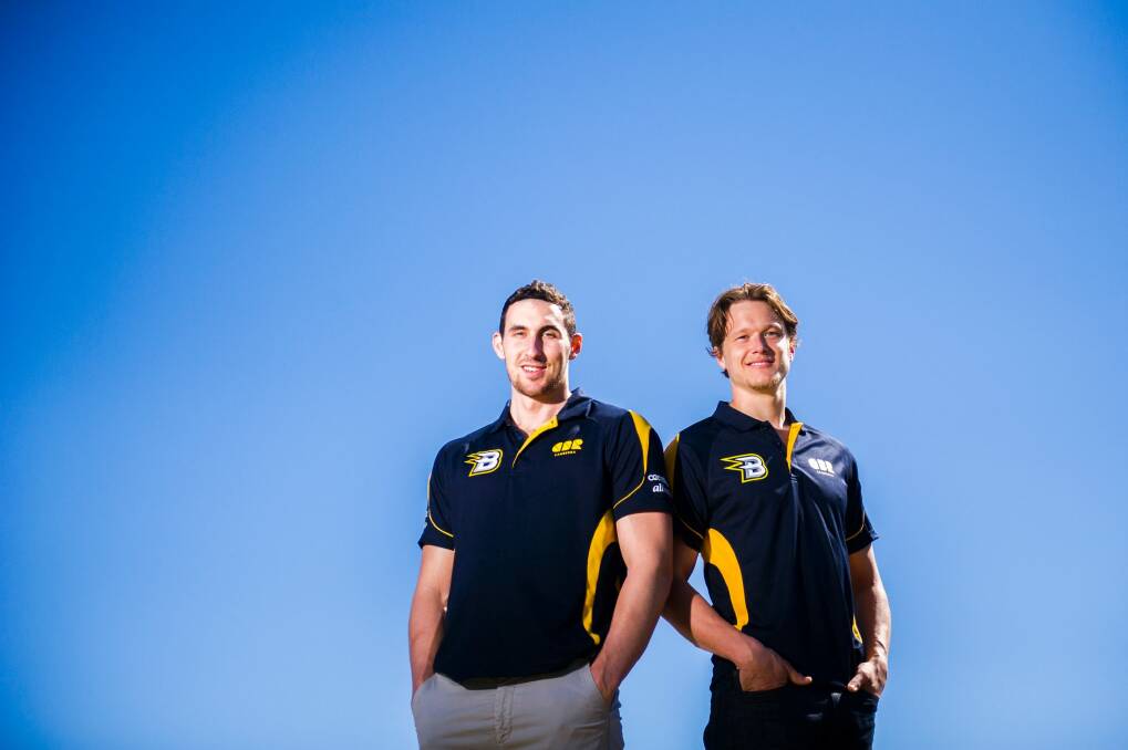 The Canberra Brave's   Canadian imports Kelly Geoffrey and Kyle Mariani. 
 Photo: Rohan Thomson