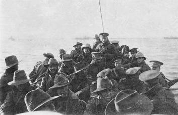 Intimacy: Soldiers arriving at Anzac Cove, 25 April 1915.  Photo: Courtesy of Australian War Memorial