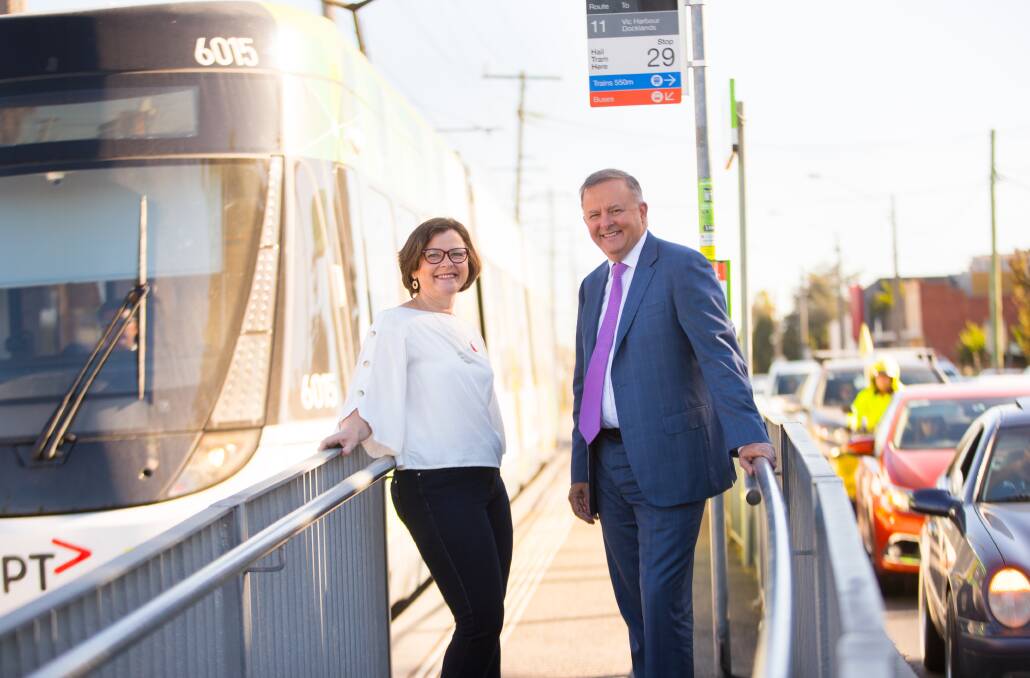 Labor's Infrastructure spokesman Anthony Albanese campaigns in Melbourne's Batman byelection in March. Photo: Simon Schluter