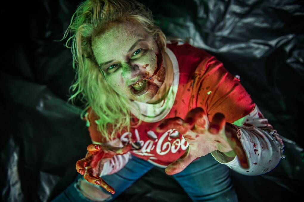 Canberra Times journalist Bree Winchester is transformed into a zombie. Photo: Karleen Minney