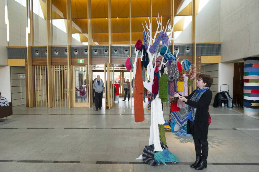 The installation of donated knitted garments at the gallery's Winter Festival. Photo: Jay Cronan